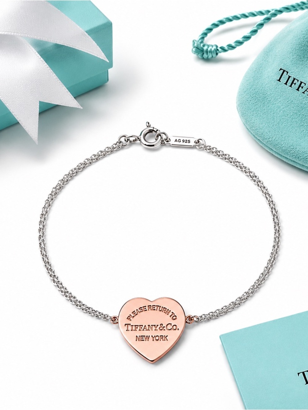 Authentic Tiffany & Co Return to Tiffany Rose Rubedo Gold Heart Bracelet  6.5”